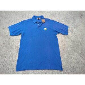 Nikon Polo Shirt Mens Large Short Sleeve 100% Cotton Harriton Blue Golf Workwear